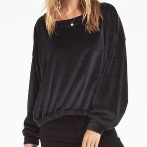 Z Supply M Onyx cropped Bodhi velour sweatshirt